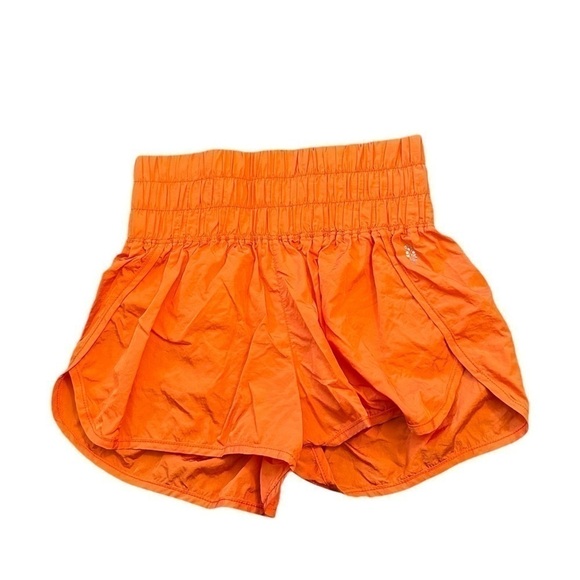 Free People Burning Up Neon Orange High Rise Ruched The Way Home Short Size M - Picture 3 of 15